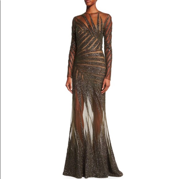 $14175 Elie Saab Palm Leaf Embellished Gown - Picture 3 of 8
